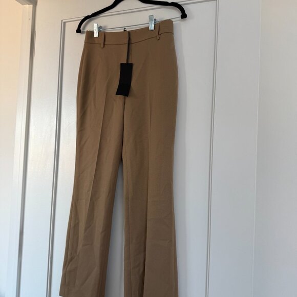 NWT Nili Lotan Cropped Corette Twill Pants In Camel Wool Blend Straight Leg Sz 0 - Picture 5 of 8